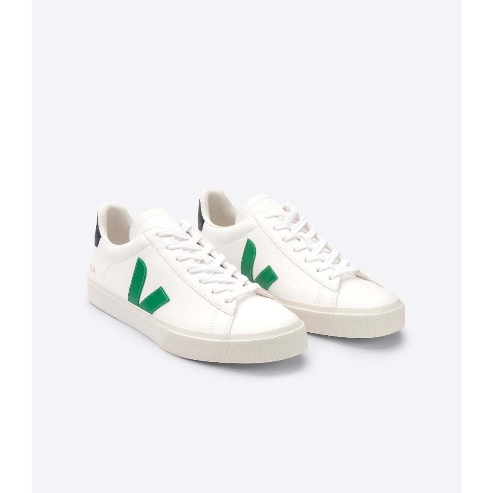 White/Black Men's Veja CAMPO CHROMEFREE Low Tops Sneakers | AU 204JPQ